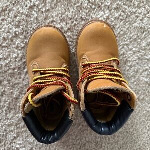 Children's Tan Boots with Colorful Laces